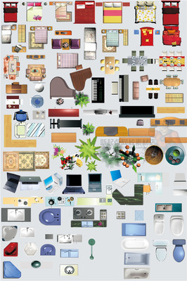 室內設計PSD彩平圖 圖塊 素材 戶型圖家具手繪PS后期處理圖層模塊 蘭州