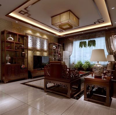 2017中式客廳電視背景墻設計案例 傳統與創新的完美融合